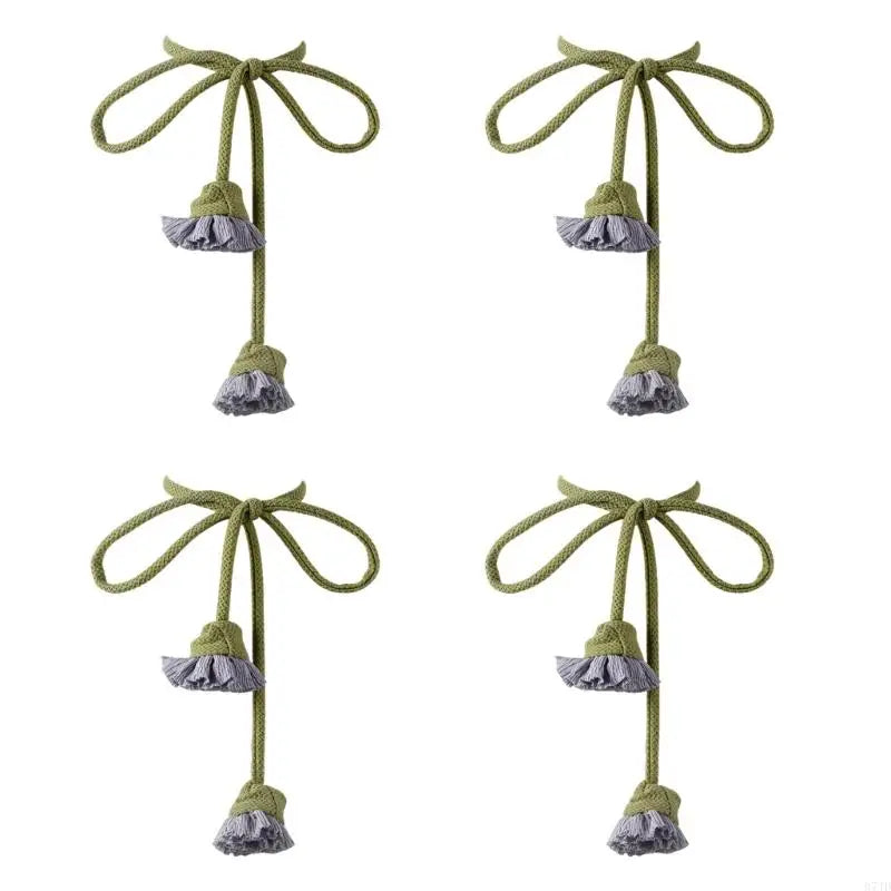 rubans rideaux modernes vert olive rose pâle gris clair franges tissu opaque