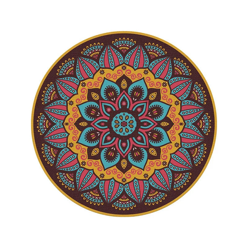 tapis rond boho mandala multicolore floral deco moderne salon chambreextérieur 80x80cm 120x120cm