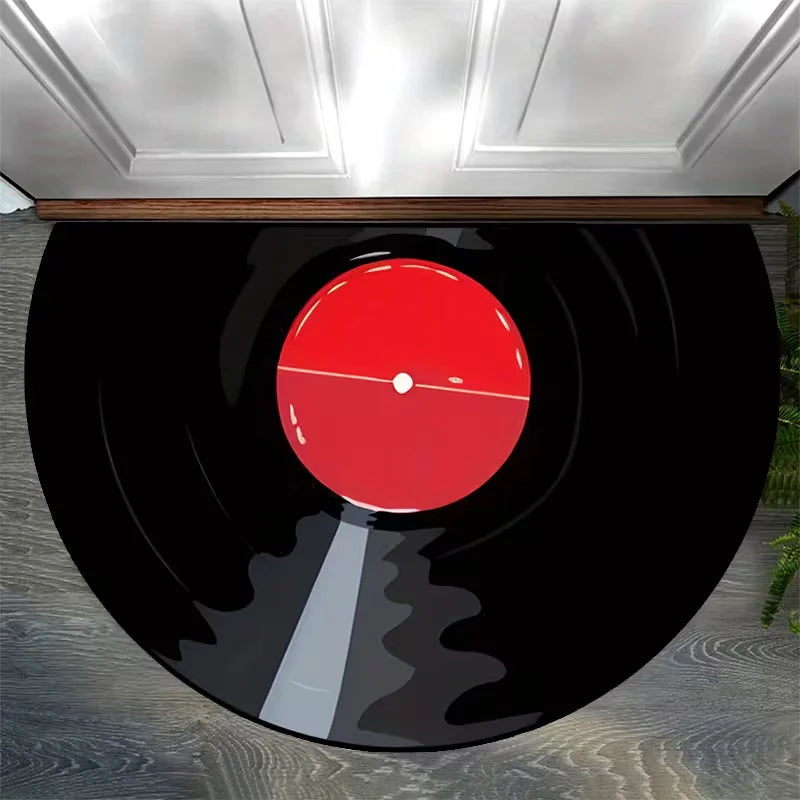 tapis demi cercle moderne vinyle géométrique noir blanc antidérapant salon entrée
