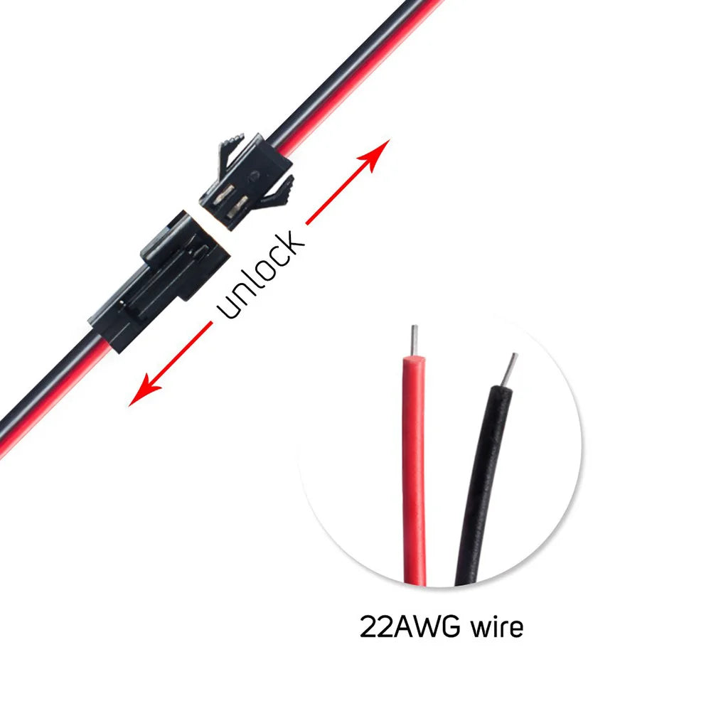 câbles électrique connecteurs mâle femelle 24v 2pin 3pin 4pin 5pin noir rouge vert