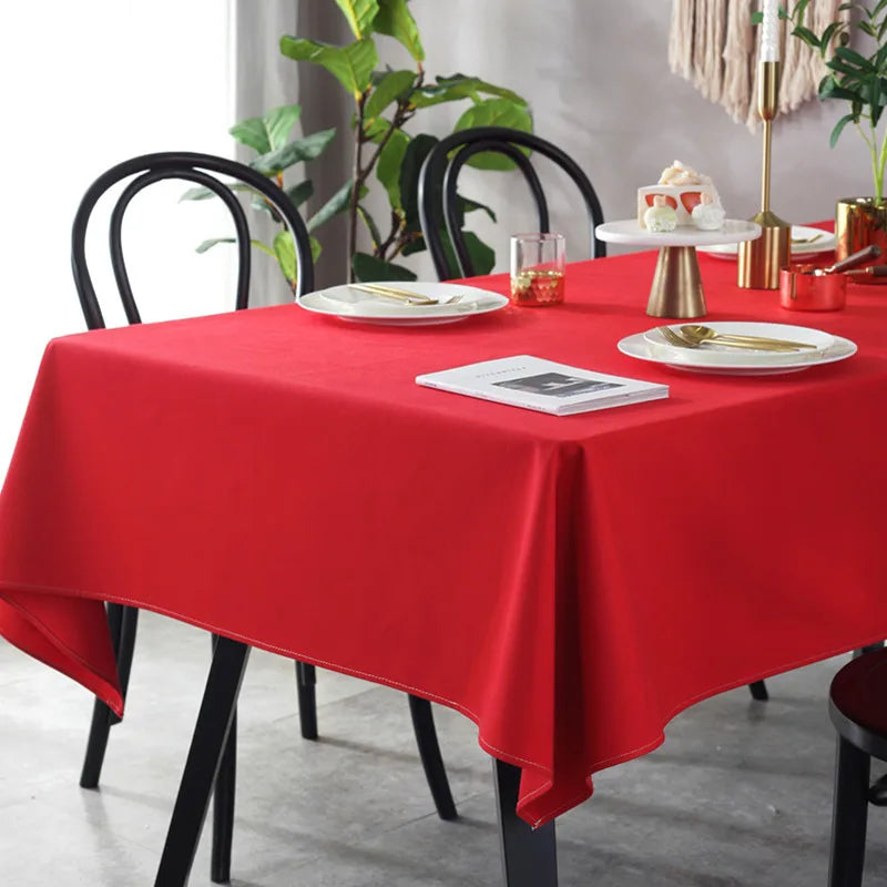 nappe table rouge uni moderne imperméable polyester mariage fête mère carnaval extérieur