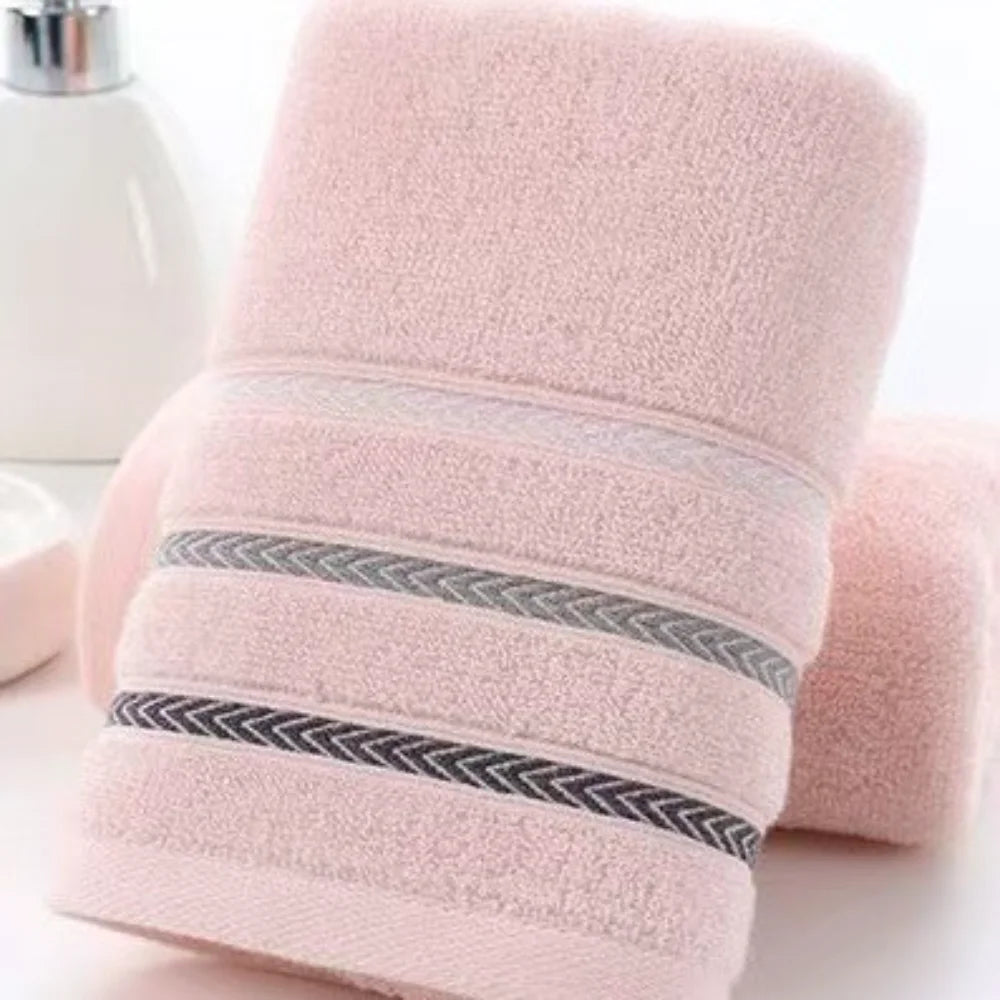 serviettes toilette rapide absorbantes microfibre coton polyester rose clair rayures noires classique