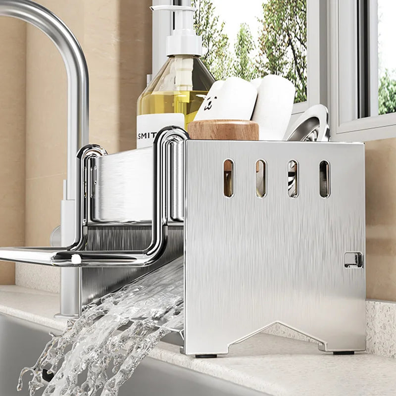 étagère cuisine moderne multifonctionnelle argentée lisse clips fixation minimaliste