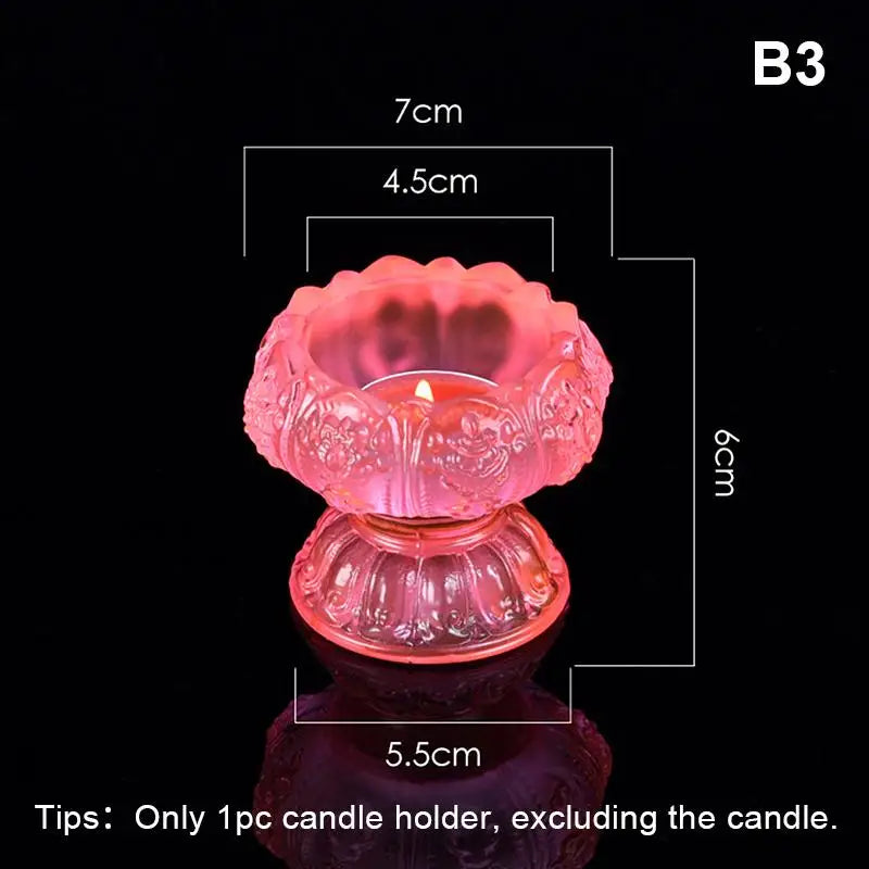 support bougie verre transparent forme fleur lotus décor maison artisanal coupe vent porte bougie