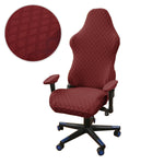 Housse chaise jeu polyester jacquard moderne noire carreaux géométriques zip ceinture