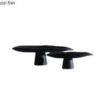 support fruits céramique blanc noir moderne assiette dessert gâteaux collations rangement plateau lisse