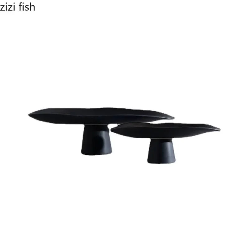 support fruits céramique blanc noir moderne assiette dessert gâteaux collations rangement plateau lisse