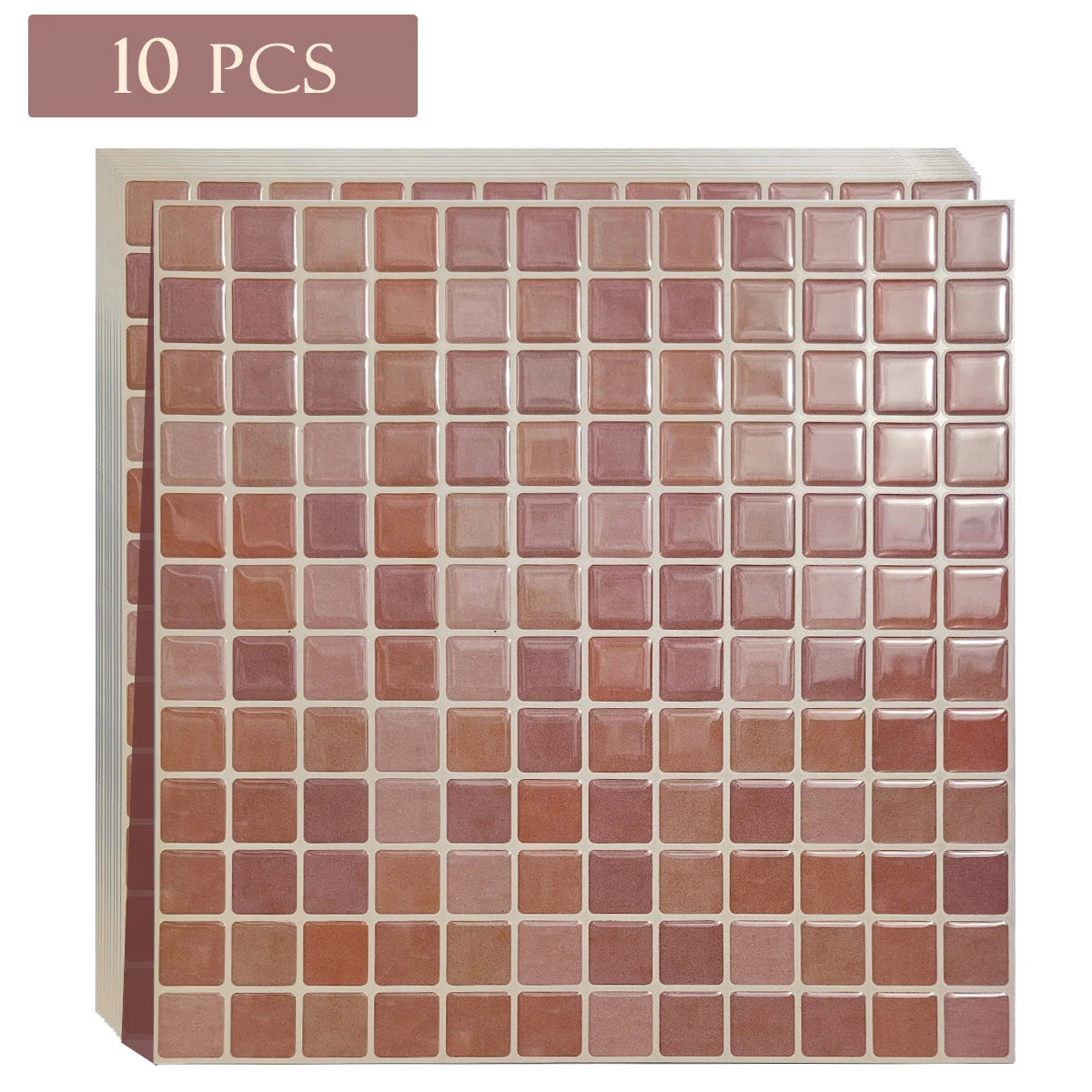 carreaux muraux auto adhésifs mosaïque carrée moderne marron foncé vert résistants eau pack 10