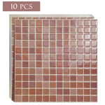 carreaux muraux auto adhésifs mosaïque carrée moderne marron foncé vert résistants eau pack 10