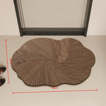 tapis salle bain texture bois naturel rayures concentriques moderne pvc brun foncé opacité