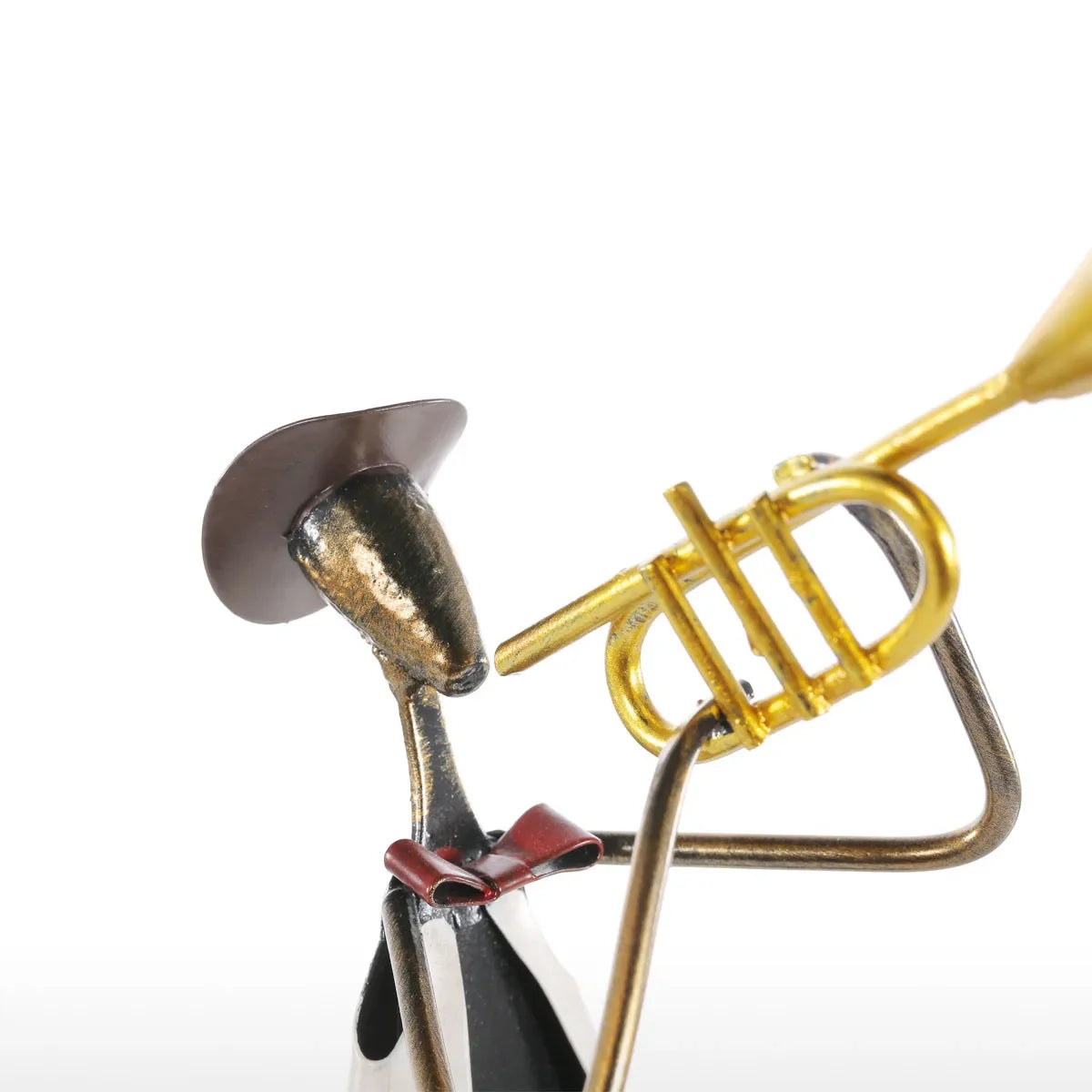décorations métalliques jazz vintage figurines musiciens instruments saxophone guitare trompette rouge