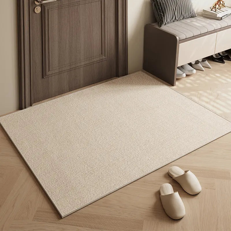 tapis d'accueil beige clair moderne rayures horizontales antidérapant salon entrée maison décoratif polyester