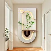 Vase mural LED moderne avec plantes pour décoration d'entrée et couloir - Lumière stéréoscopique