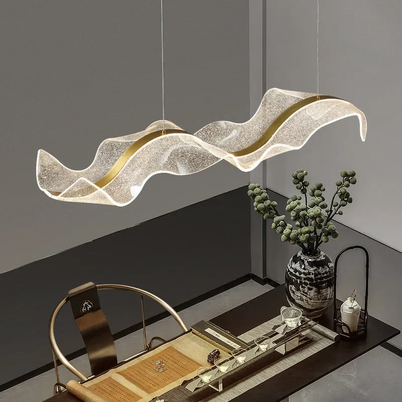 Lustre ruban ciel étoilé romantique LED vague noir