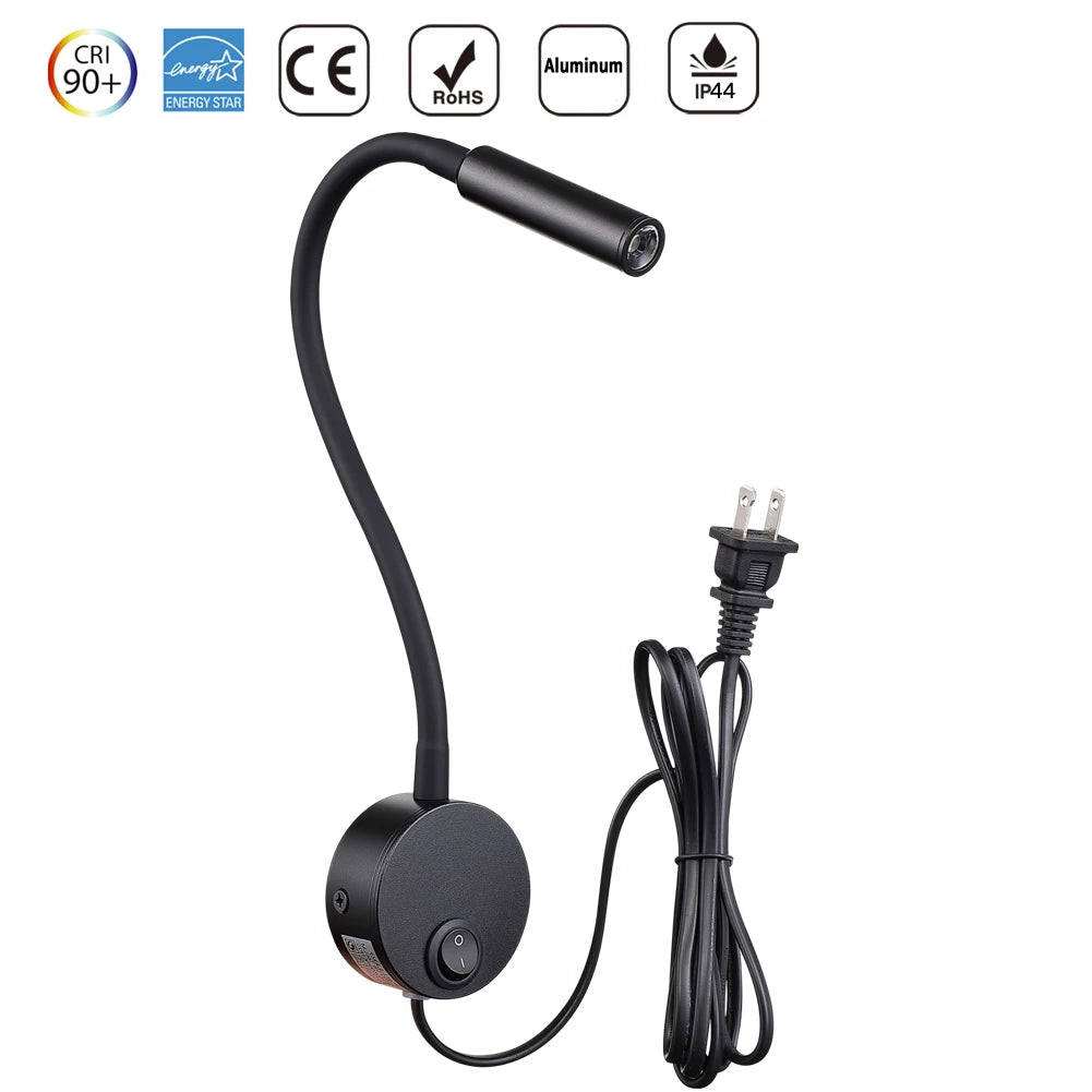 lampe murale led blanche moderne aluminium interrupteur cable chambre salon cuisine