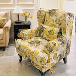 fauteuil classique bleu damassé coussin tissu composite bois sponge chambre salon minimaliste moderne