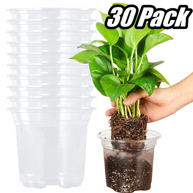 pots semis transparents modernes drainage gallon 3.5 inches 30 pièces