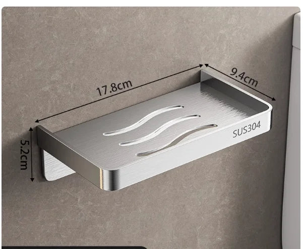 étagère murale moderne étagère métal argenté grille perforations salle bains rangement toilettessupport mural non