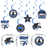 guirlande décoration graduation diplômes chapeaux congrats grad proud class 2026 doré bleu noir élégante