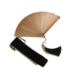 éventail danse bambou handmade kimono fan classique noir rouge rayures tassel