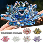 ornements lotus verre transparent rouge rose violet jaune facettes brillantes décoration zen moderne