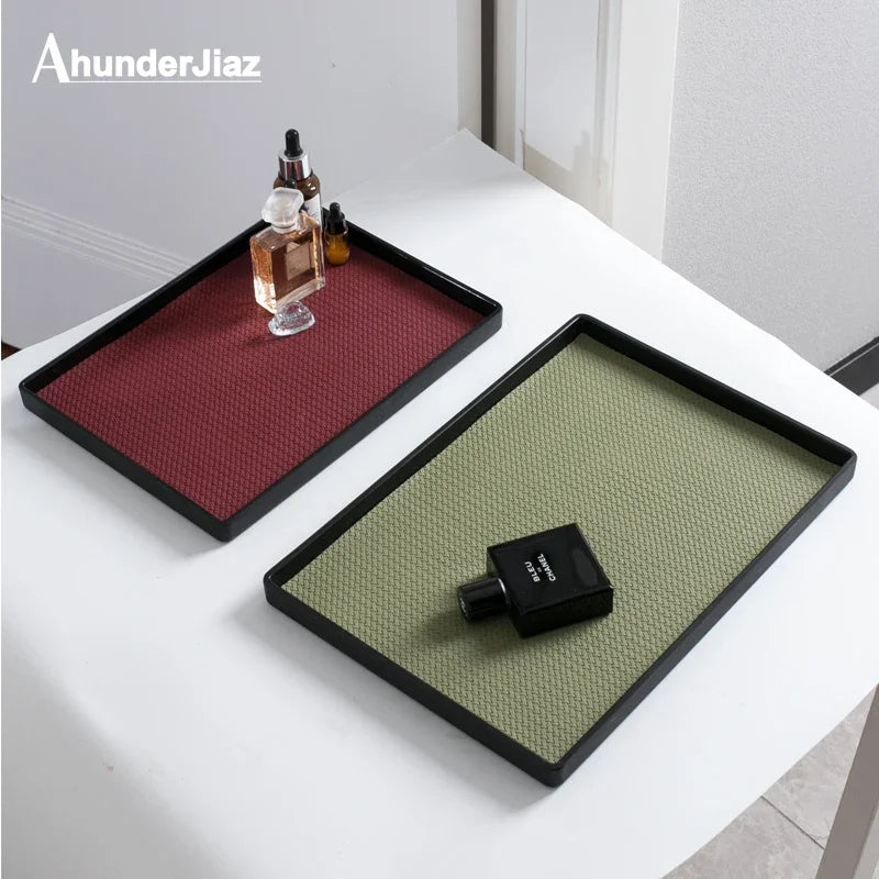 plateau cuir moderne noir beige vert rouge rangement vaisselle salon chambre bureauDecoration maison