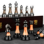 jeu échecs pièces bois métal noir orange argenté classique enfant famille folding magnetic