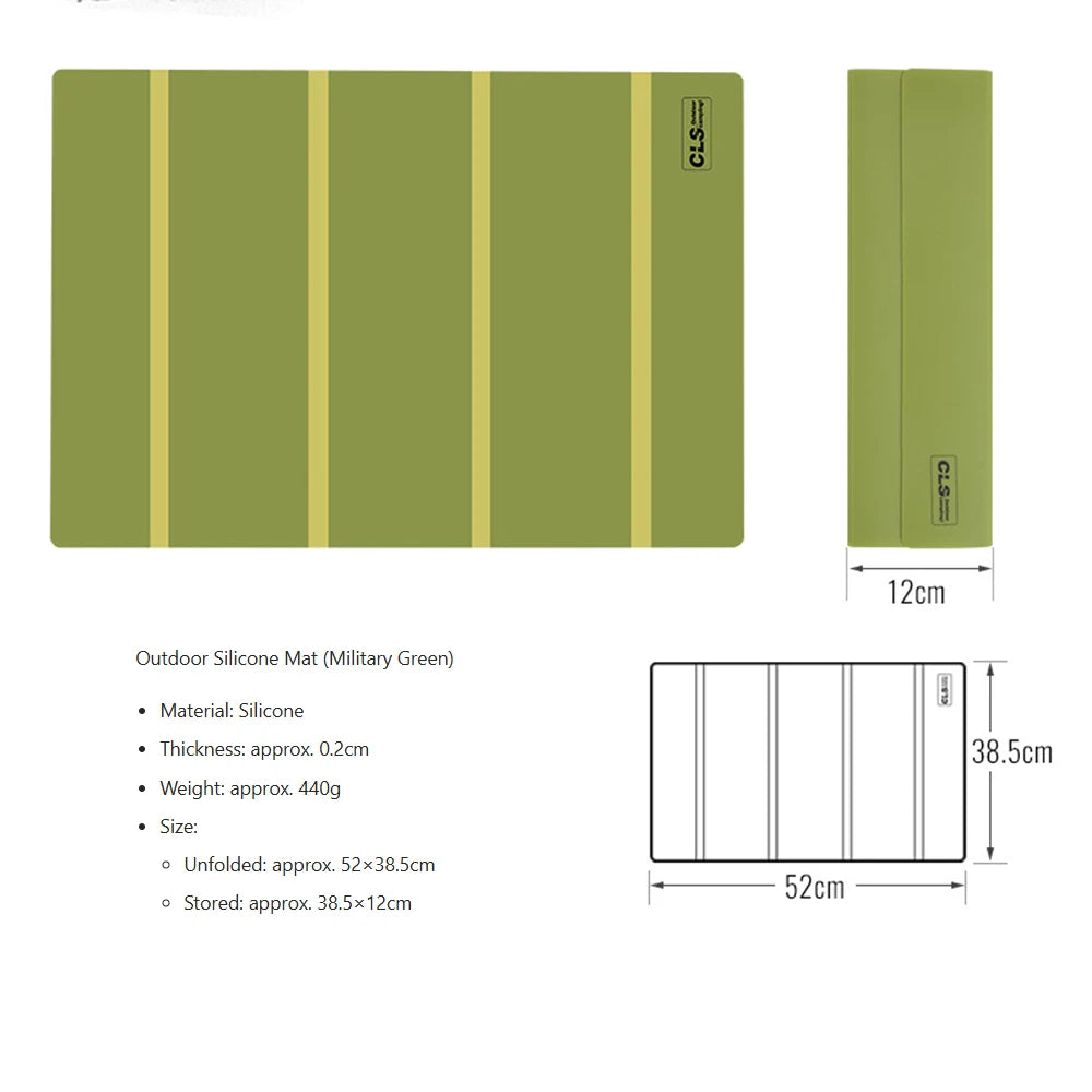 tapis table pliable noir vert militaire vert olive rayures horizontales moderne pratique camping barbecue