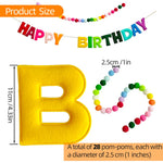 guirlande lettres feutre pompons colorés festives anniversaire decoration lettres relief pompons