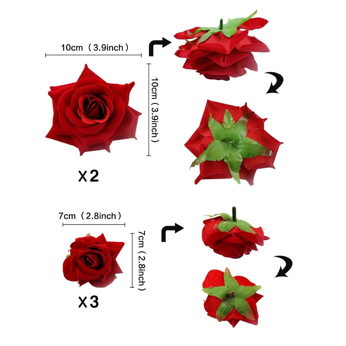 décoration gâteau roses artificielles rouge bouquet classique grandes petites fleurs tissuévénement anniversaire
