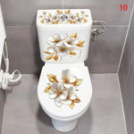 cache wc adhésif floral fleurs papillons blanc vert bleu rose violet mignon 30cmx59cm