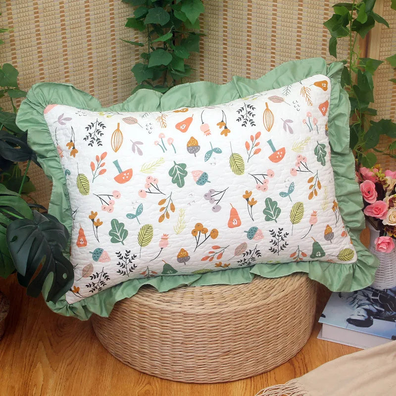taies d'oreiller coton motif floral blanc vintage animaux campagnard imprimées douces qualitative