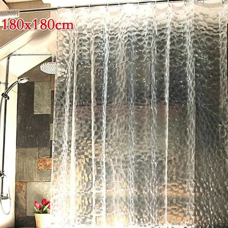 rideau douche moderne 180x180cm éva relief motifs géométriques blanc bleu vert translucide respectueux environnement