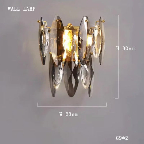 luminaire suspension cristal doré moderne lustre élégant salon salle manger luxe