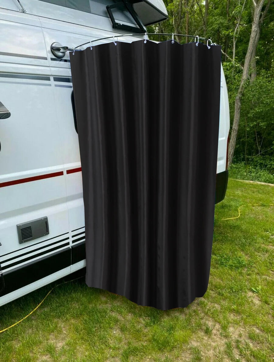 rideau douche noir moderne opacité clips fixation kit camping carextérieur