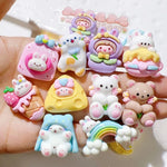 clips cheveux kawaii animaux mignons arc ciel coeurs love floral rose blanc jaune bleu