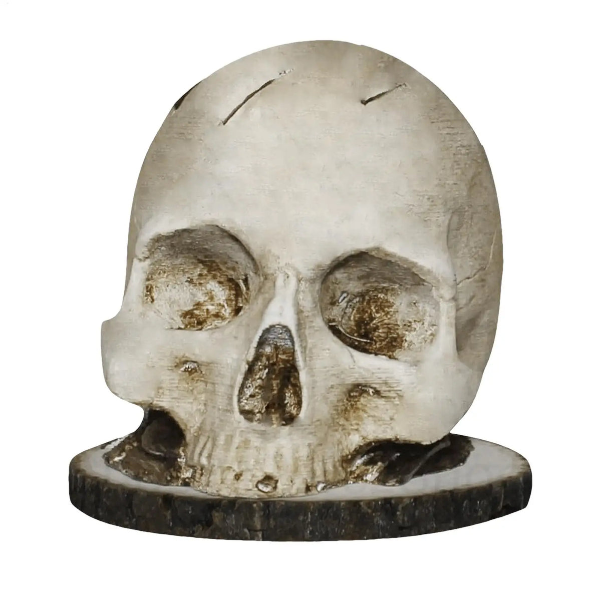 rangement couteaux tête mort sculptée texture granuleuse détails sombres réaliste gris blancversible polyester okolets