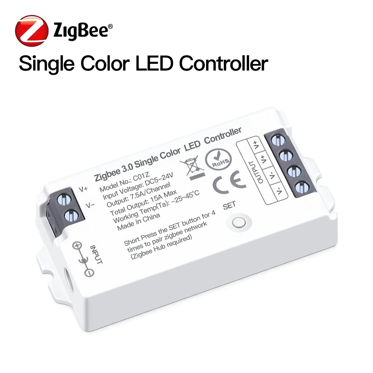 contrôleur led zigbee 3.0 wifi rgb rgbcct bande lumière ajustement luminosité télécommande application mobile