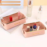 boîtes rangement cosmétiques pliables modernes vert foncé rouge rose marron jaune simili cuir doré