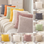 coussins moelleux rayures horizontales gris blanc moderne confortable zip vert clair polyester