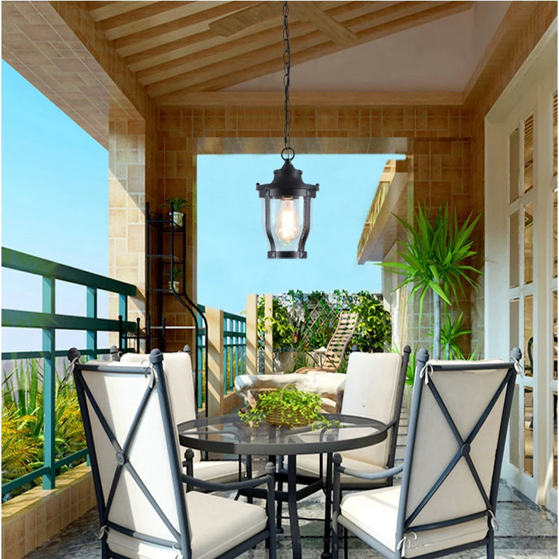 lampe suspendue vintage transparente noir chaîne salon chambre étude hall lumière éclairage chambre principale