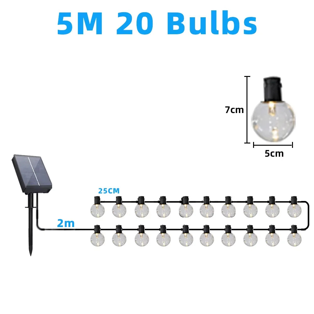 guirlande led solaire suspendue jaune ampoules transparentes panneau solaire autoinstallation festiveextérieurjardinterrasse