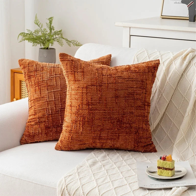 housses coussin texturées polyester géométrique moderne bohème gris beige respectueux environnement opaques