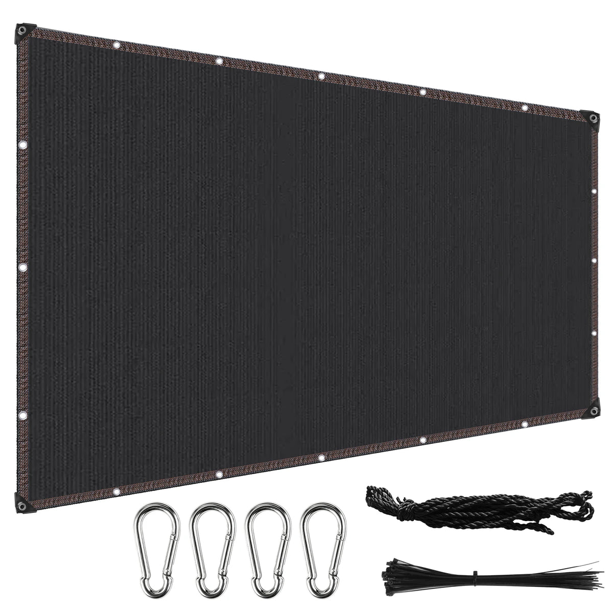 toile protection solaire noir maille fine opacité moderne anneaux métalliques corde boules élastiques guide