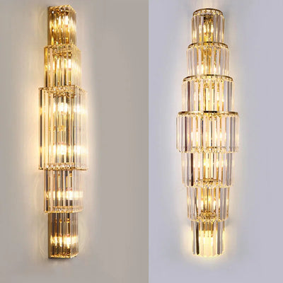 Grande applique murale en cristal avec éclairage LED pour hall ou salon