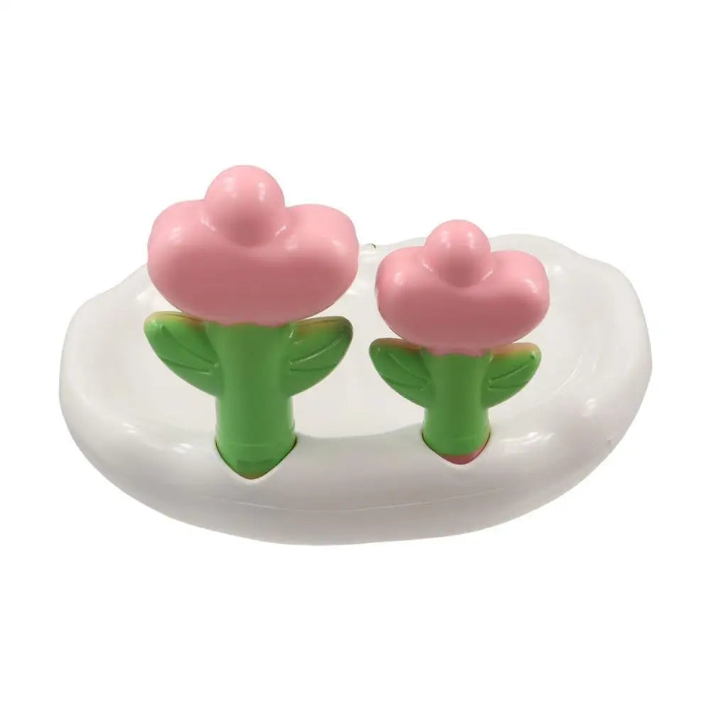 porte savon floral blanc rose fleurs stylisées moderne élégant salle bainDecoration