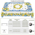 nappe imperméable motif floral citrons table d'été blanche verte extérieure mariage festives clips