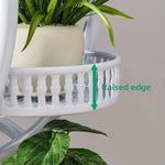 meuble plantes moderne blanc marron doré ajouré barreaux verticaux roulette grille bord relevé