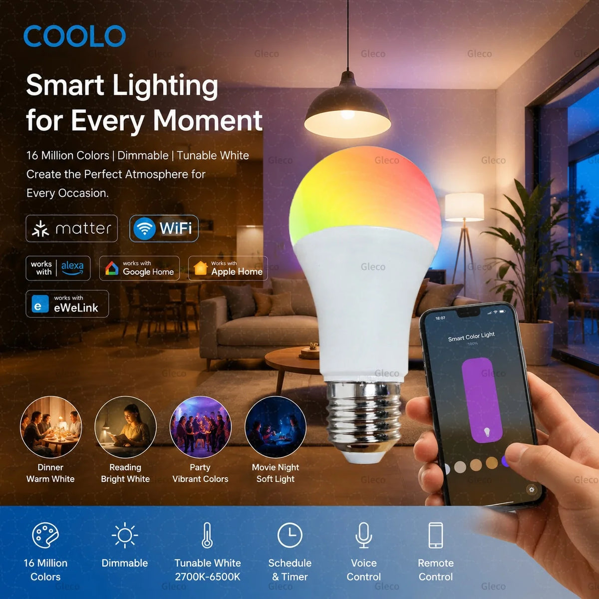 ampoule led intelligente e27 blanc moderne application ewelink google alexa homekit matter