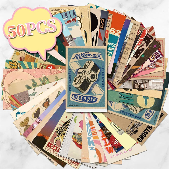 cartes postales vintage multicolores motifs animaux scènes symboles clips inclusion decoration chambre scrapbooking